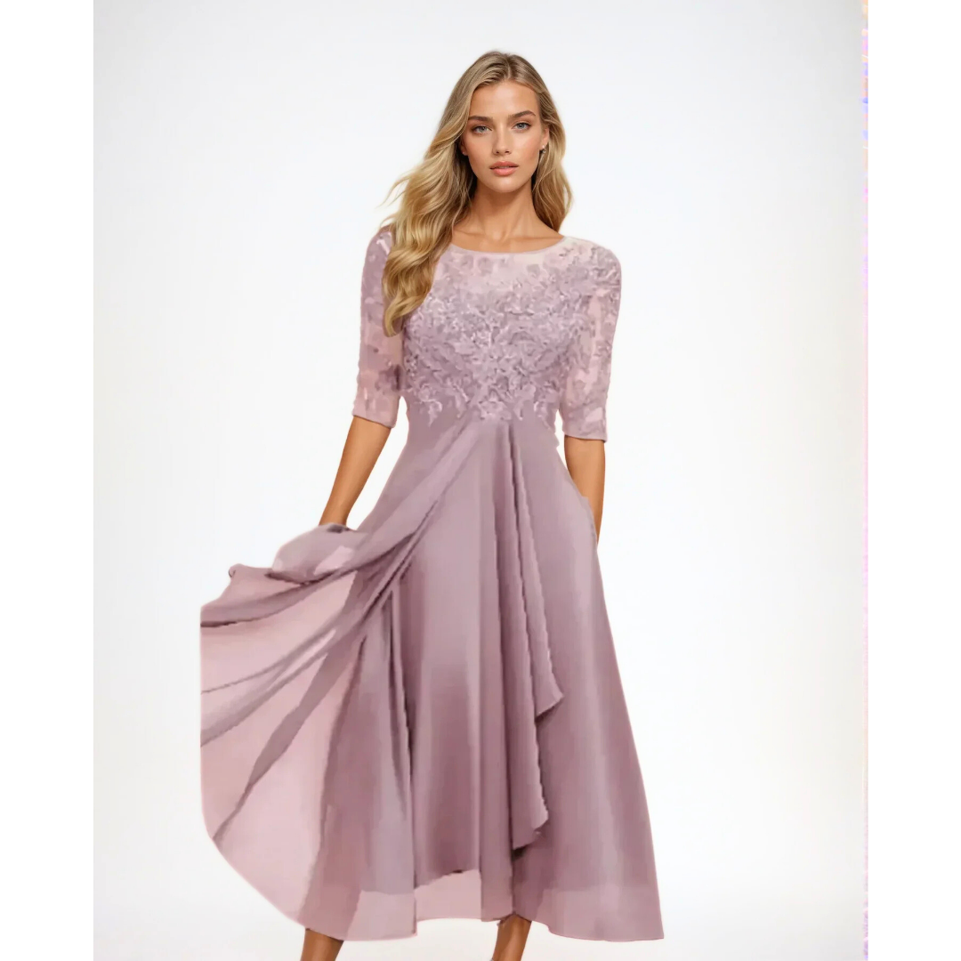 Merry | Midi Dress With Lace Sleeve