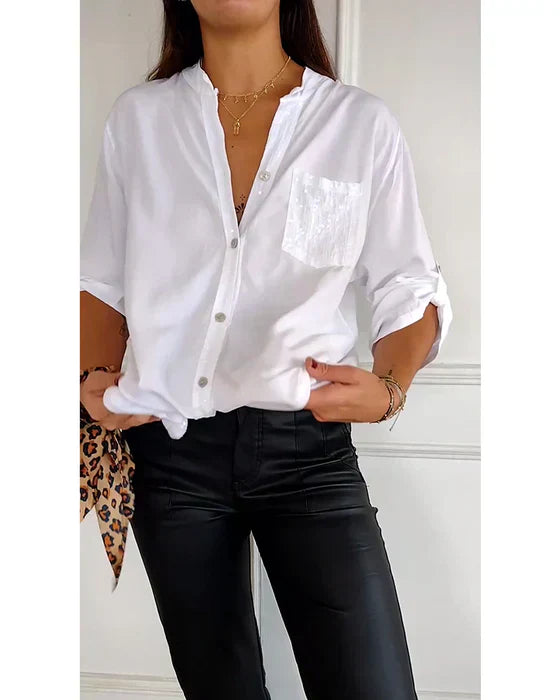Kelley | Sparkling V-Neck Blouse