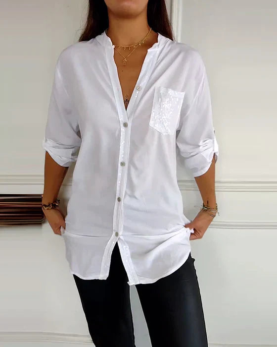 Kelley | Sparkling V-Neck Blouse