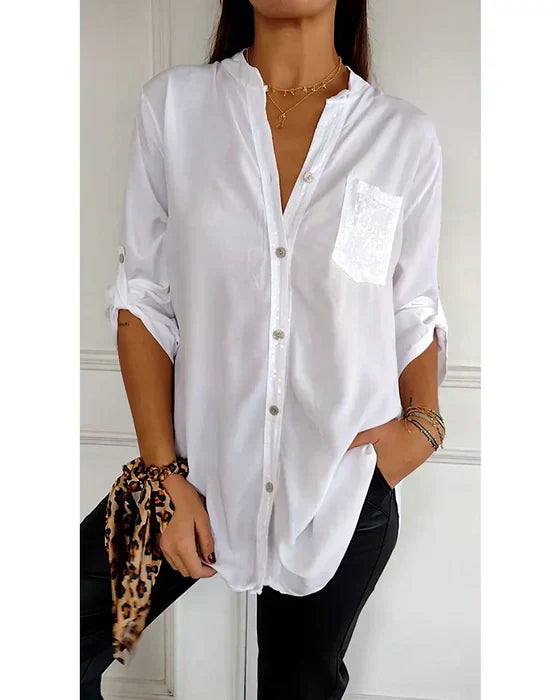 Kelley | Sparkling V-Neck Blouse