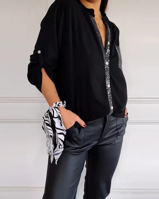 Kelley | Sparkling V-Neck Blouse