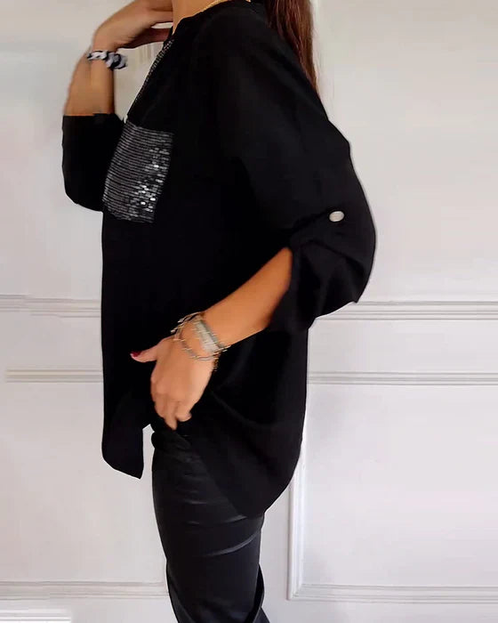Kelley | Sparkling V-Neck Blouse