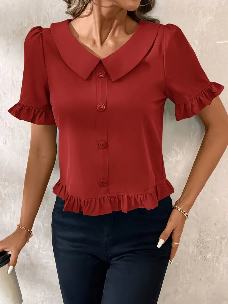 Melessa | Ruffle Short Sleeve Blouse