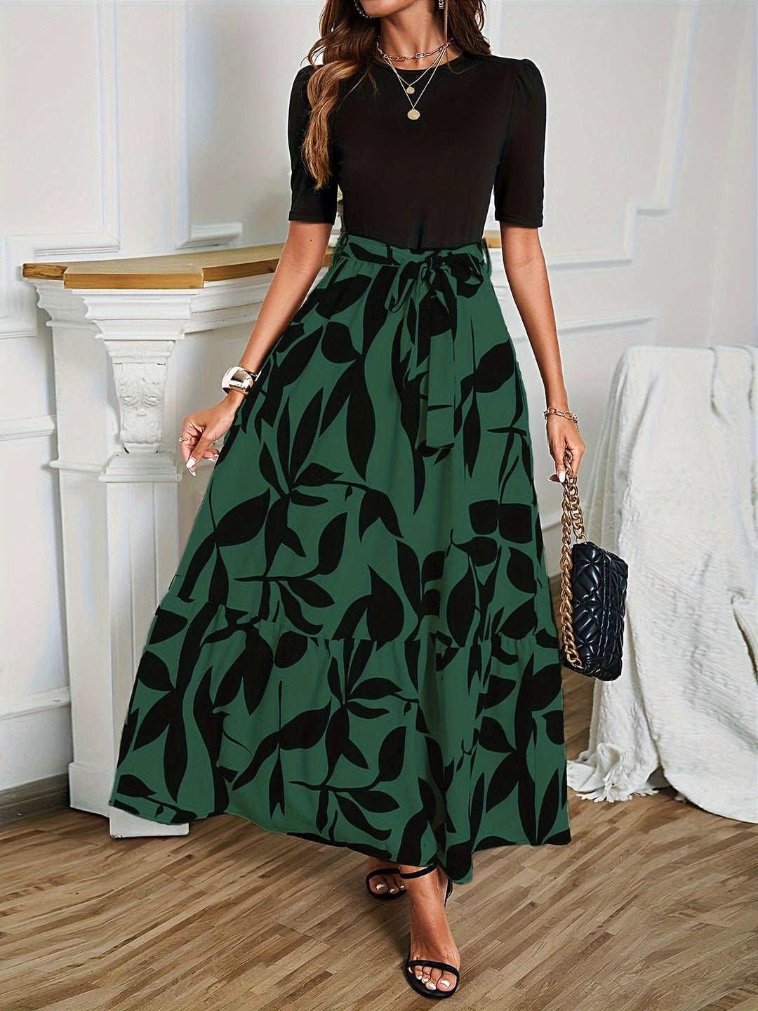 Mina | Elegant Floral Short Sleeve Dress