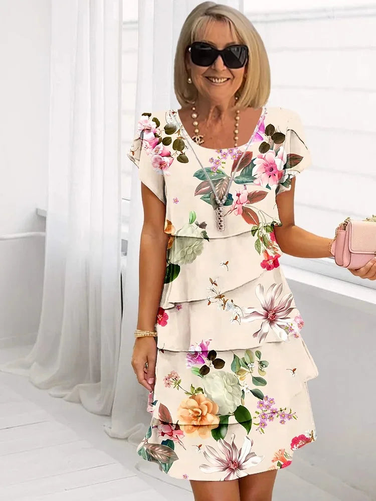 Guila | Cascading Floral Midi Dress