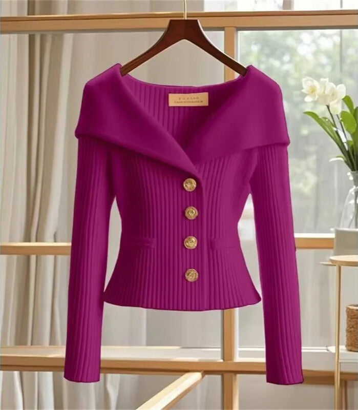 Nielyn | Ribbed Knit V-Neck Jacket