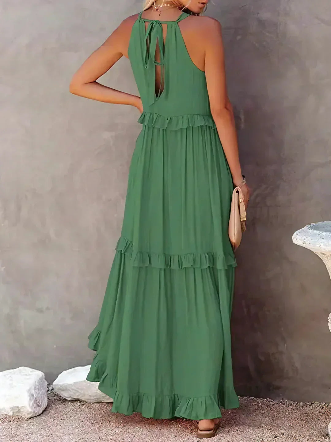 Edna | Halter Ruffle Maxi Dress