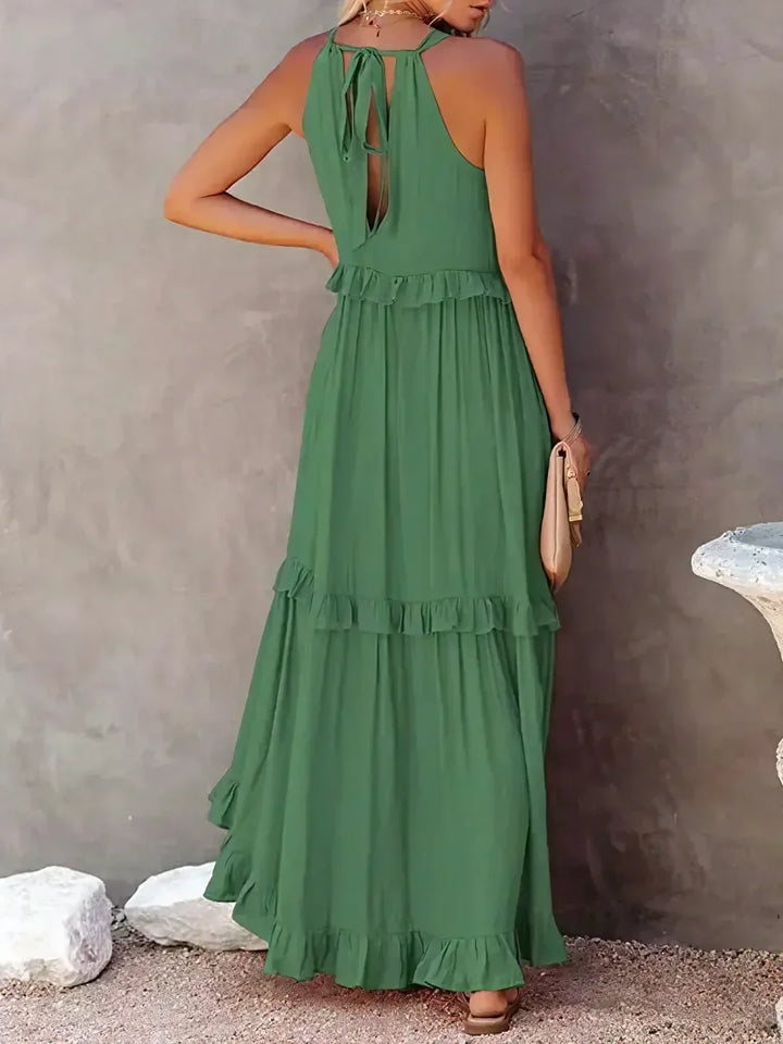Edna | Halter Ruffle Maxi Dress