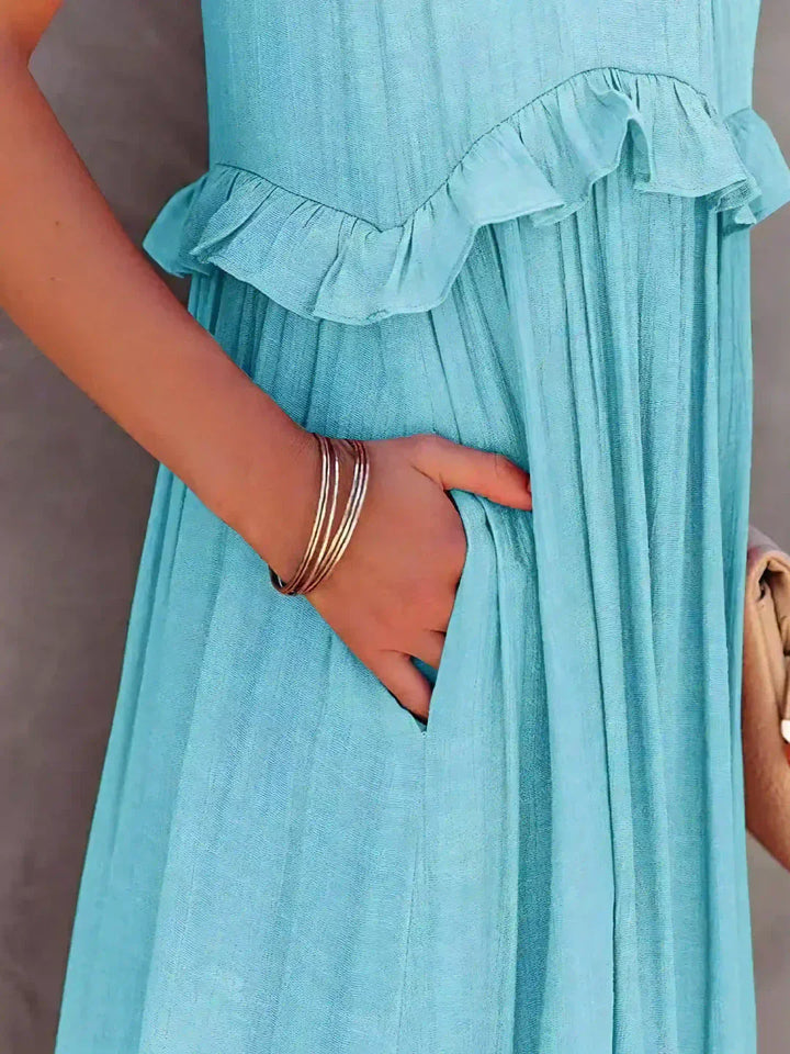 Edna | Halter Ruffle Maxi Dress
