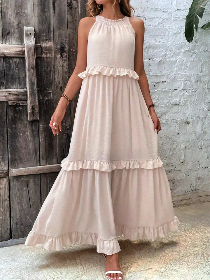 Edna | Halter Ruffle Maxi Dress