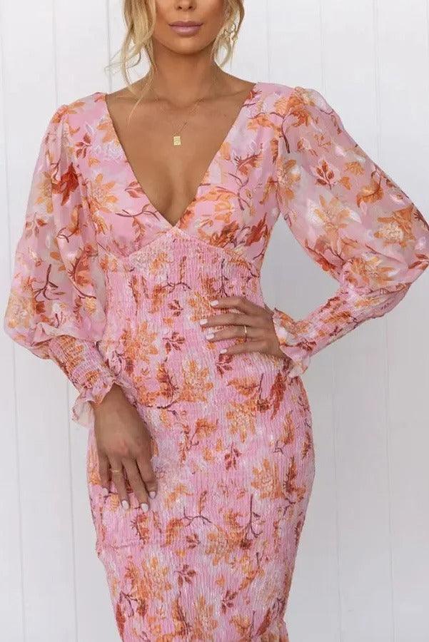 Delilah | Floral Ruffle Midi Dress