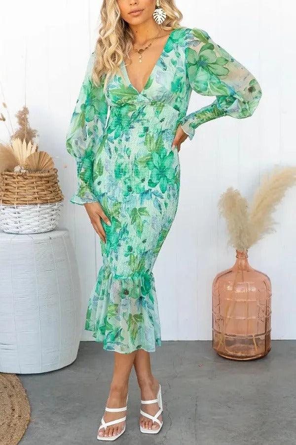 Delilah | Floral Ruffle Midi Dress