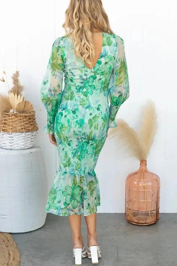 Delilah | Floral Ruffle Midi Dress
