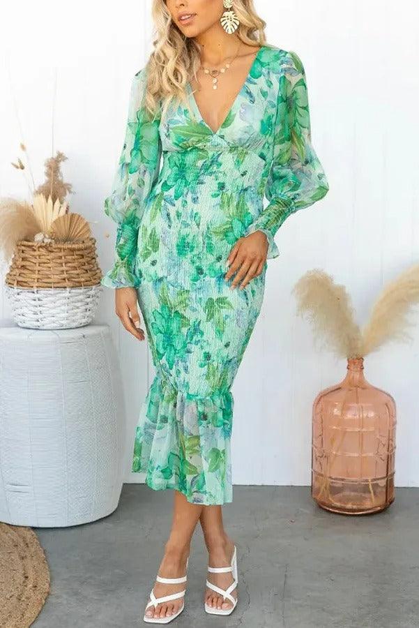 Delilah | Floral Ruffle Midi Dress