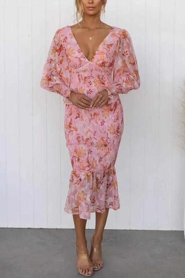 Delilah | Floral Ruffle Midi Dress