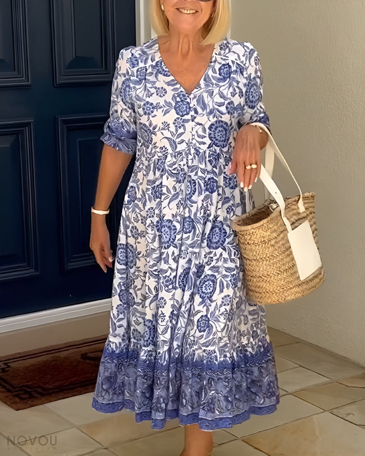 Erielle | Elegant Floral Dress with V-Neck