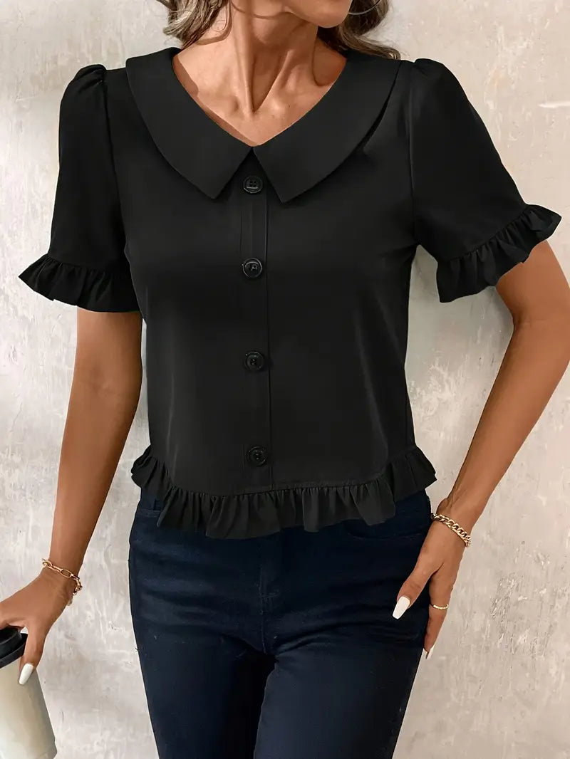 Melessa | Ruffle Short Sleeve Blouse
