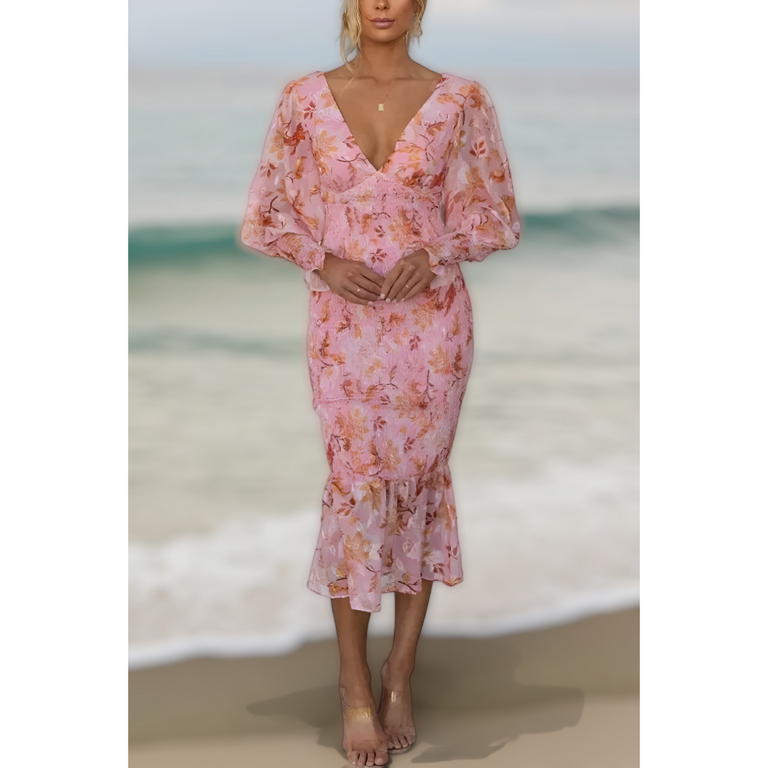 Delilah | Floral Ruffle Midi Dress