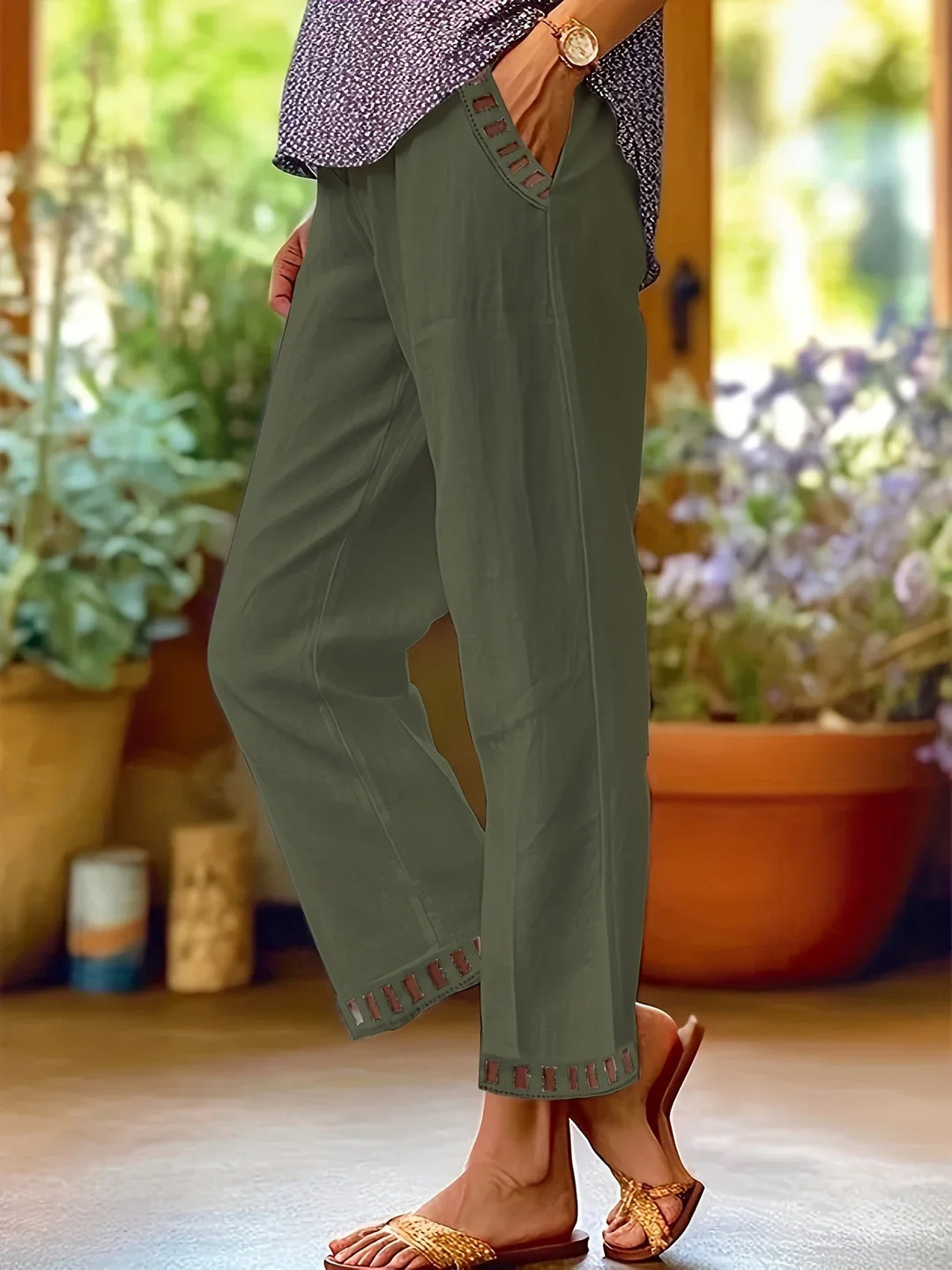 Hazel | Hollow Out Trim Pants