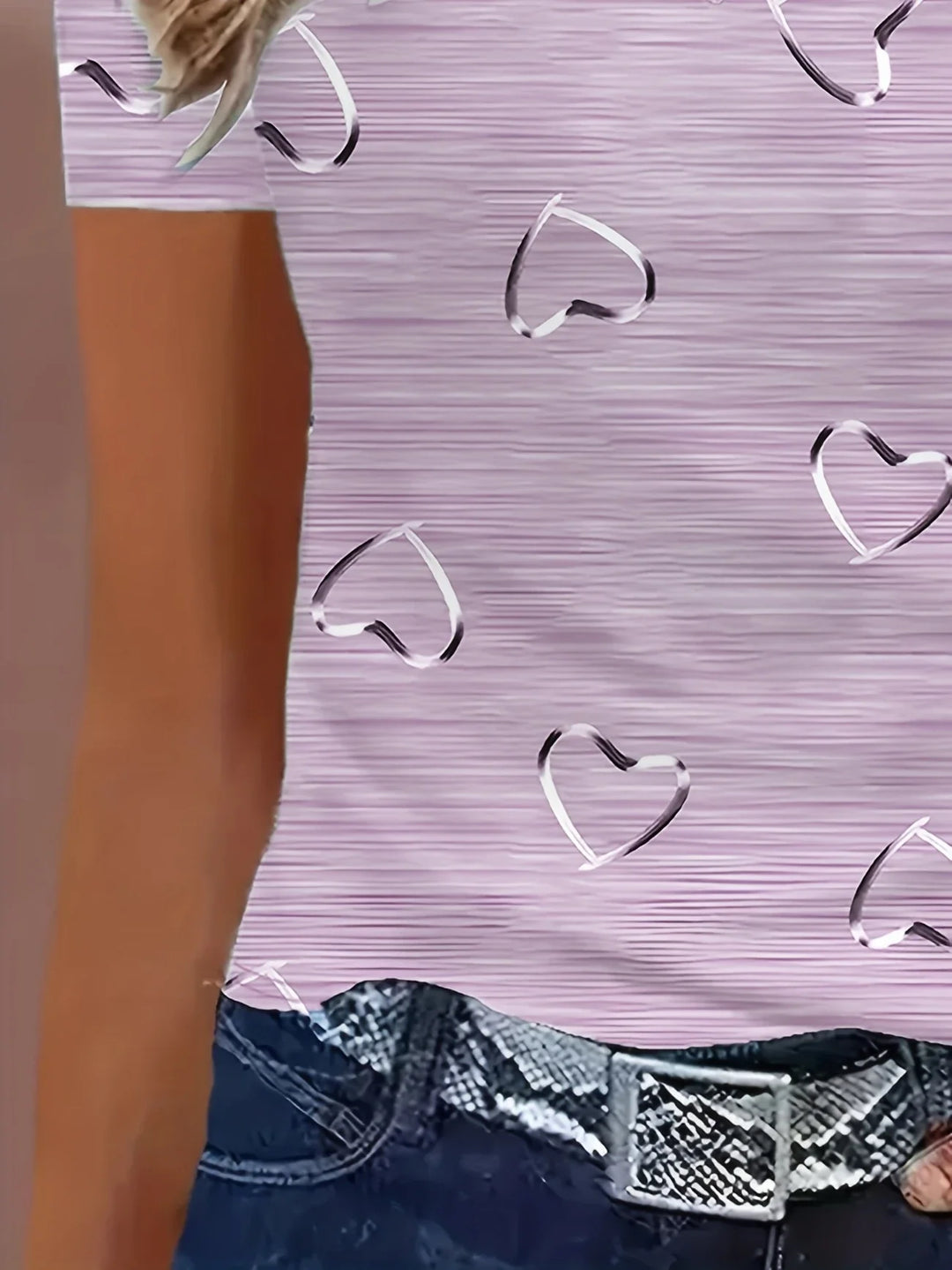 Susan | V-Neck Heart Print Top
