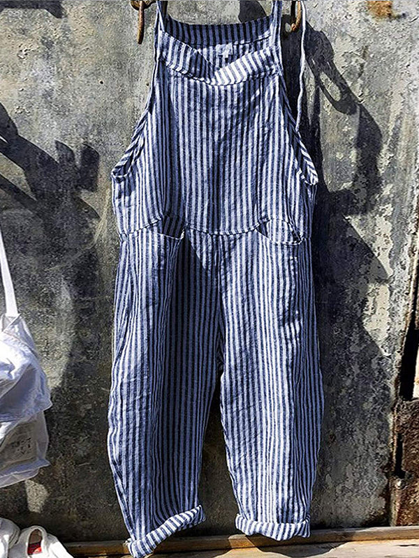 Marites | Striped Wide Leg Overalls