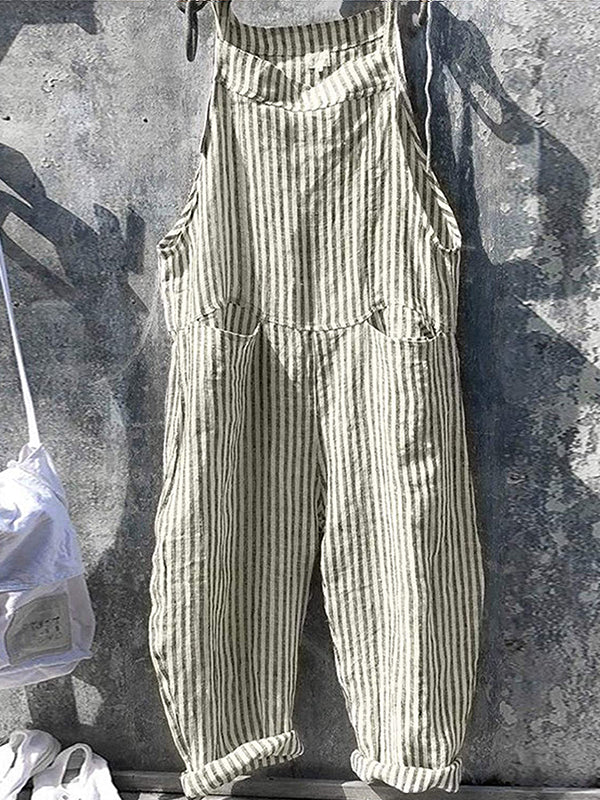 Marites | Striped Wide Leg Overalls