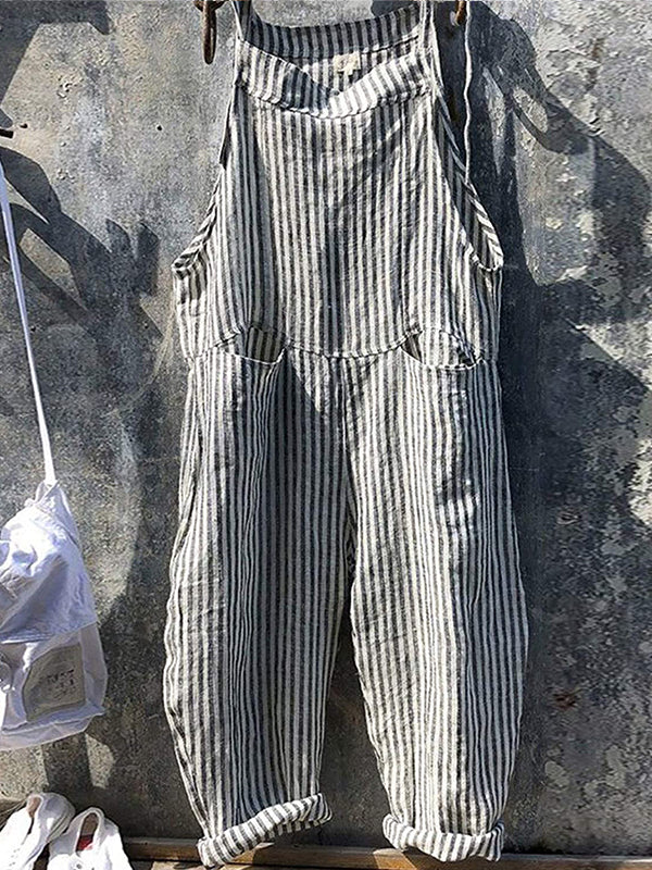Marites | Striped Wide Leg Overalls
