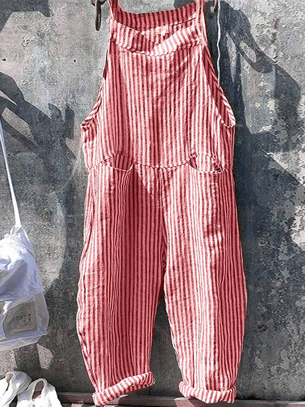 Marites | Striped Wide Leg Overalls