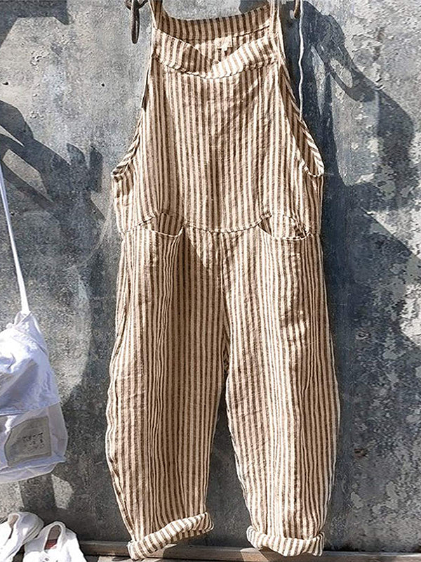 Marites | Striped Wide Leg Overalls