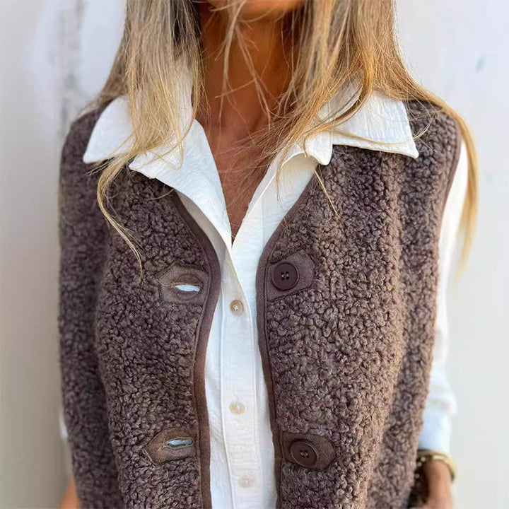 Lilith | Warm Button-Up Cropped Vest