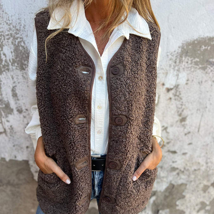 Lilith | Warm Button-Up Cropped Vest