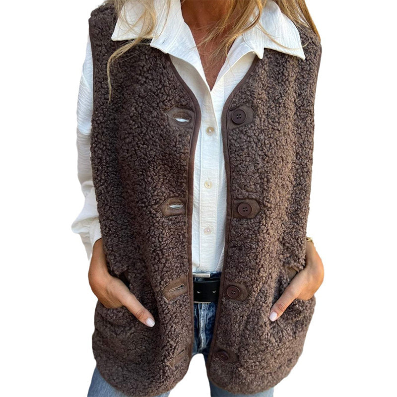 Lilith | Warm Button-Up Cropped Vest