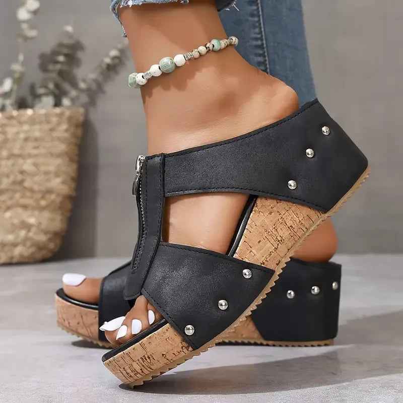 Elenore | Stylish Zipper Sandals