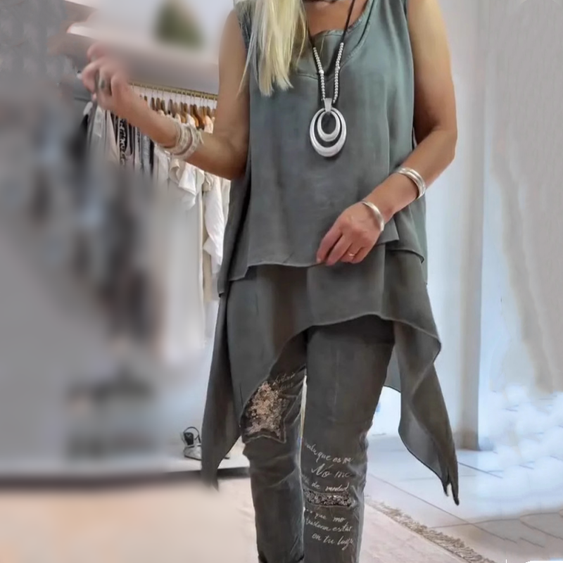 Suzette | Sleeveless Top and Printed Pants