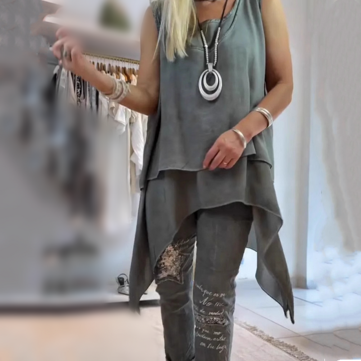 Suzette | Sleeveless Top and Printed Pants