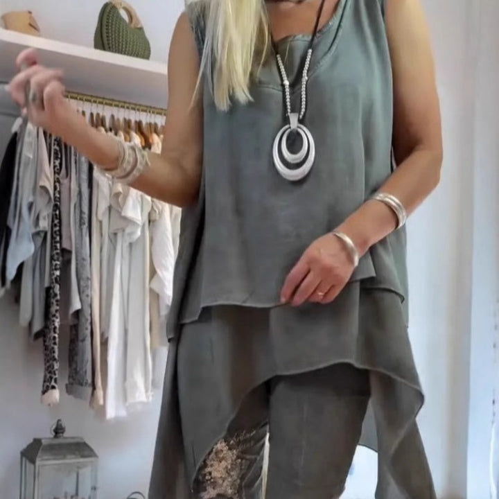Suzette | Sleeveless Top and Printed Pants