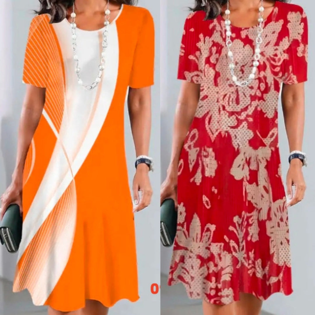 Dollie | Women's Pleated Dress with Color Blocks